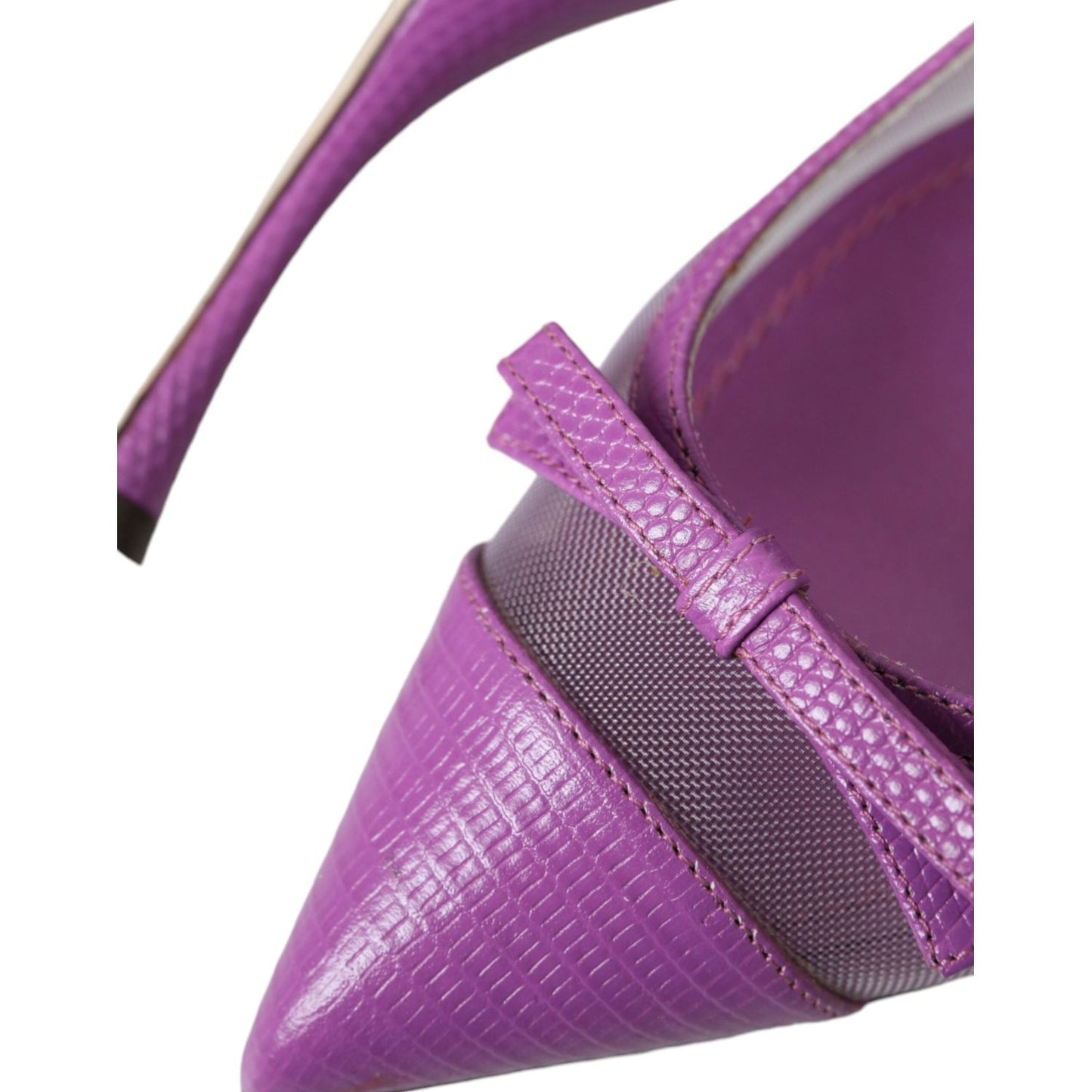 Dolce & Gabbana Purple Leather Mesh High Heels Slingback Shoes LA10808-39
