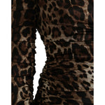 Dolce & Gabbana Brown Leopard Print Bodycon V-neck Midi Dress DR281158-38