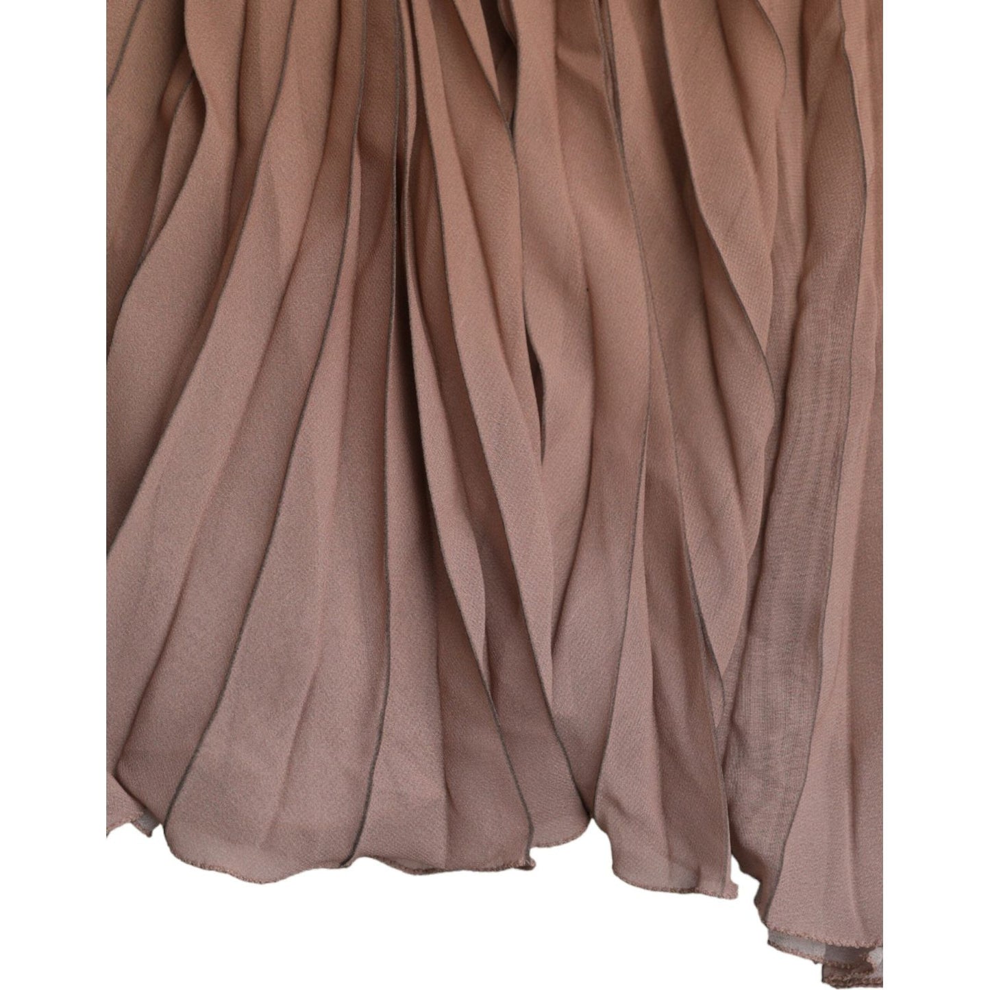 Dolce & Gabbana Brown Polyester Pleated High Waist Midi Skirt SKI1996-40