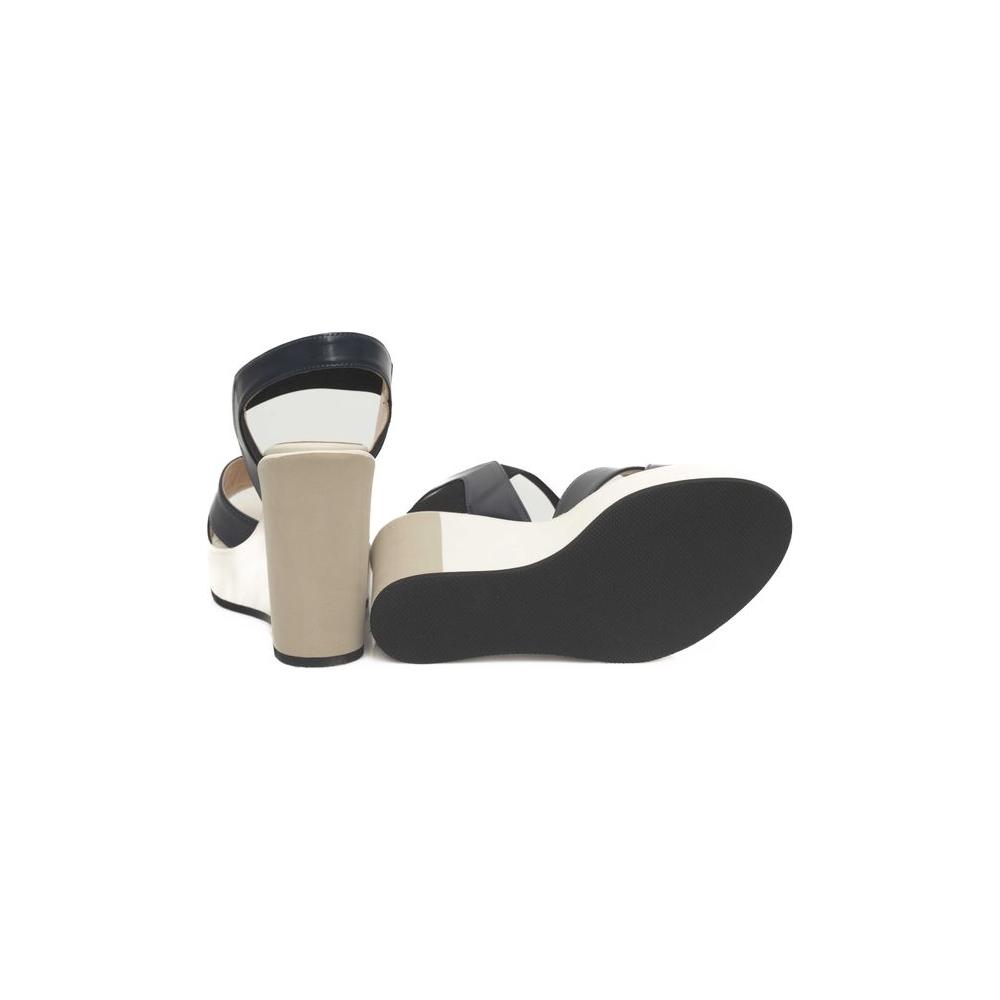 Cerruti 1881 Blue Calfskin Women Sandal