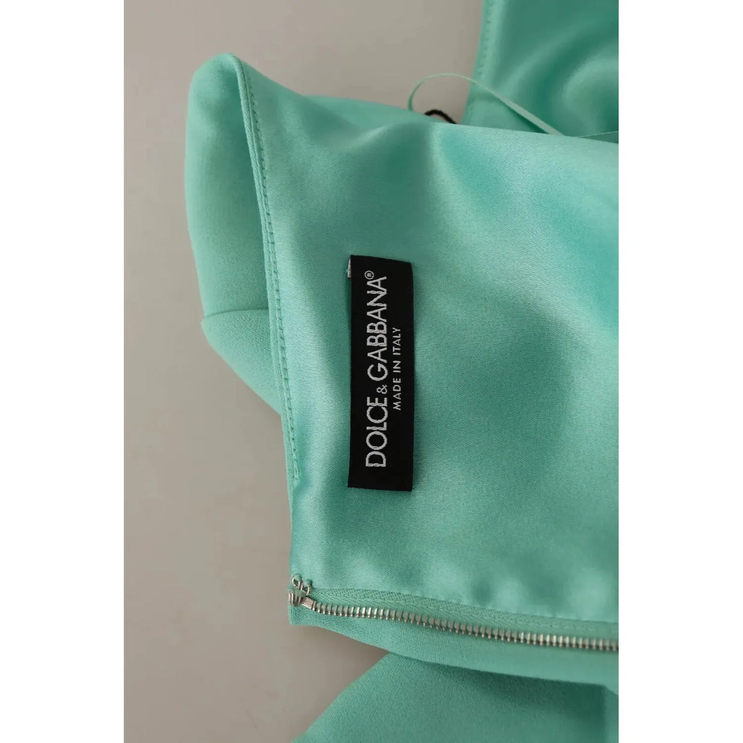 Dolce & Gabbana Mint Green Sheath Square Neckline Midi Dress DR28663