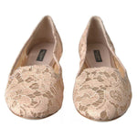 Dolce & Gabbana Beige Floral Lace Loafers Flats Shoes LA10256-39