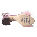 Dolce & Gabbana Pink Turkey Feather Embellished Sandals Shoes LA10797-39