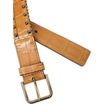 Dolce & Gabbana Beige Alligator Leather Studded Metal Buckle Belt BEL9219-85