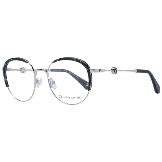 Christian Lacroix Black Metal Glasses (Frames) for women with round full-rim style, black metal frame and branded case included.