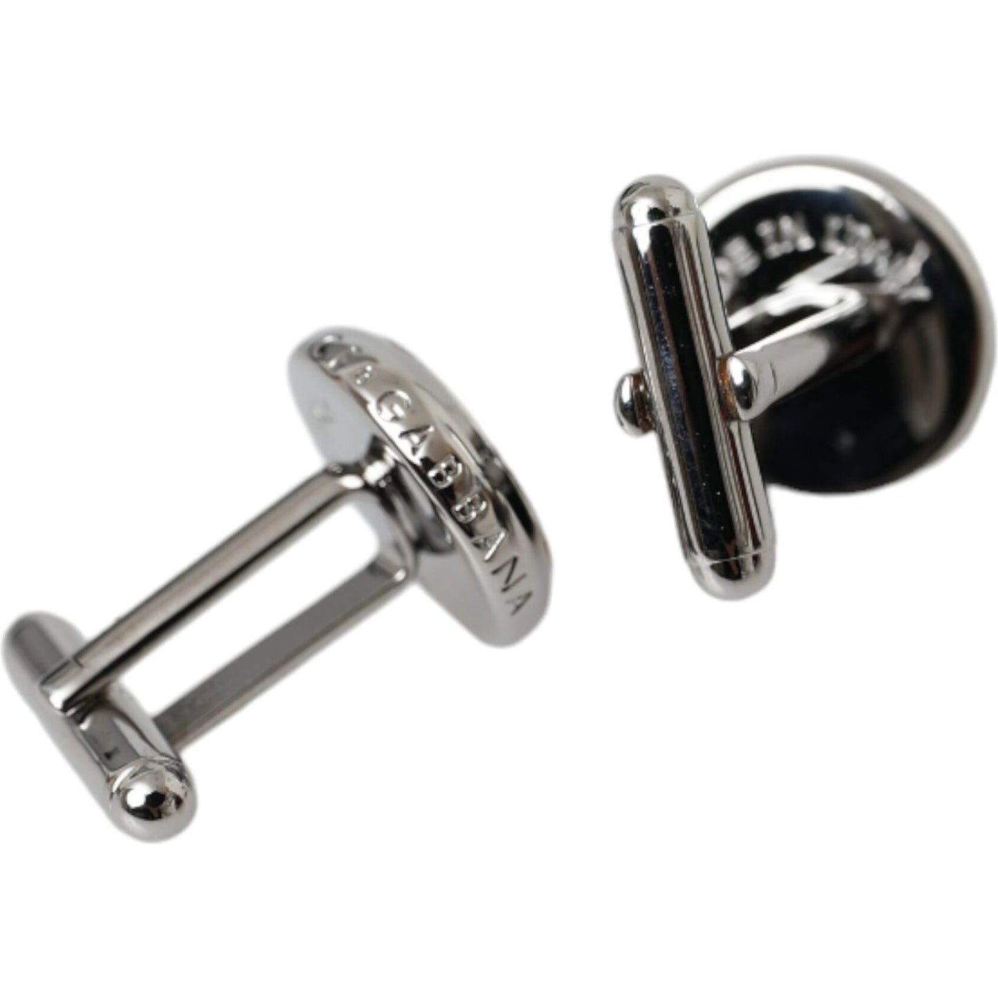 Dolce & Gabbana Silver Plated Brass Round Pin Men Cufflinks SMY10214
