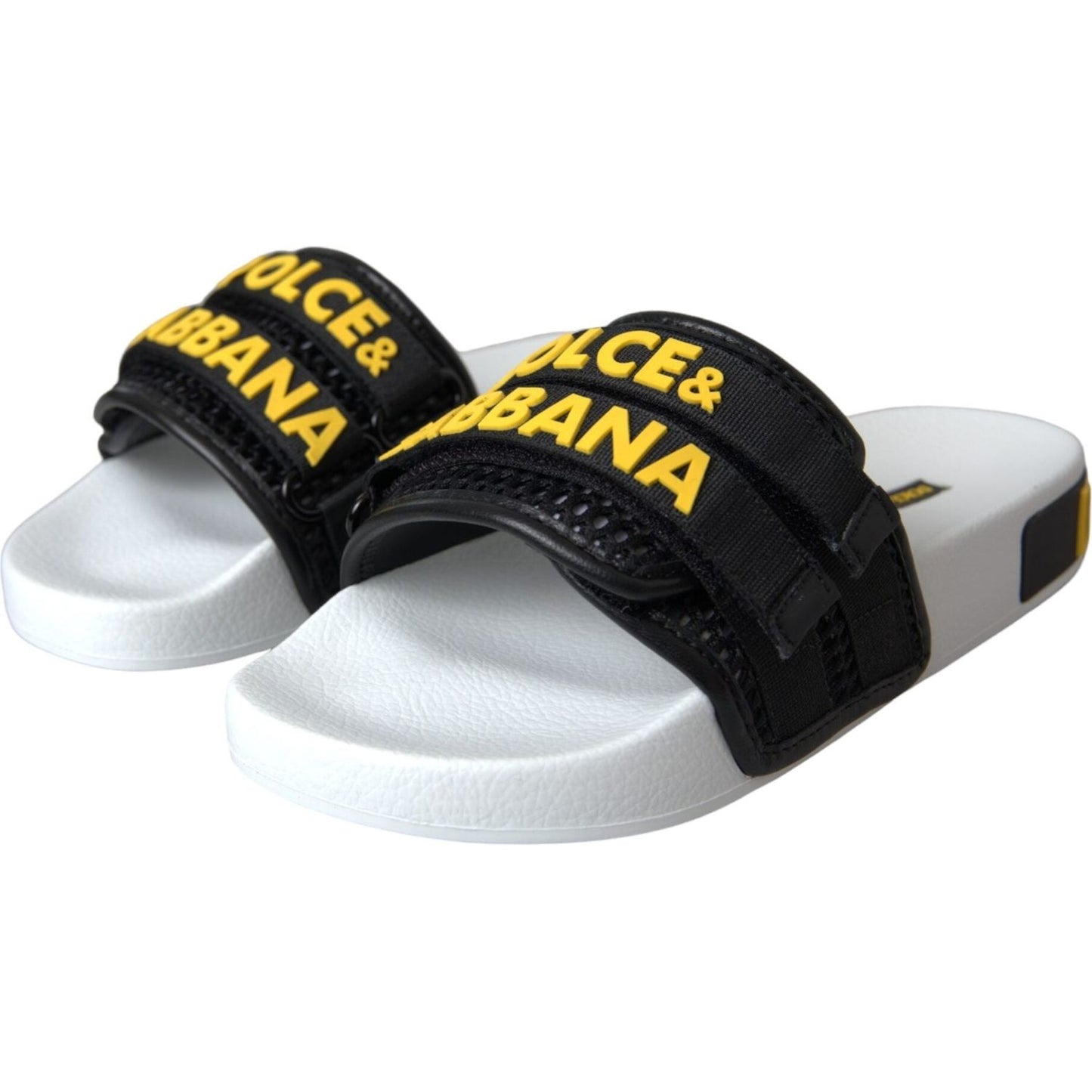 Dolce & Gabbana White Black Logo Beachwear Flats Sandals Shoes LA10964-36
