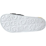 Dolce & Gabbana White Black Logo Beachwear Flats Sandals Shoes LA10964-36