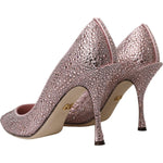 Dolce & Gabbana Pink Strass Crystal Heels Pumps Shoes LA11218-38.5