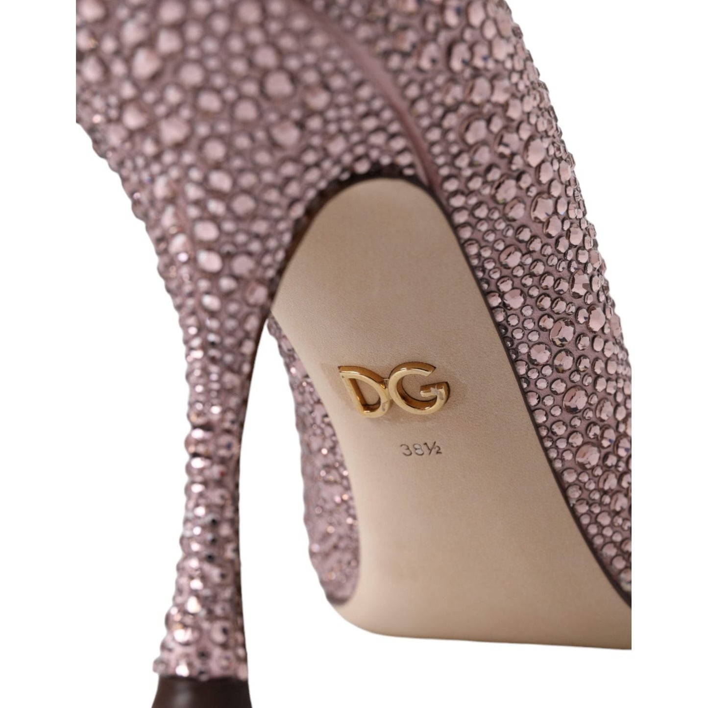 Dolce & Gabbana Pink Strass Crystal Heels Pumps Shoes LA11218-38.5