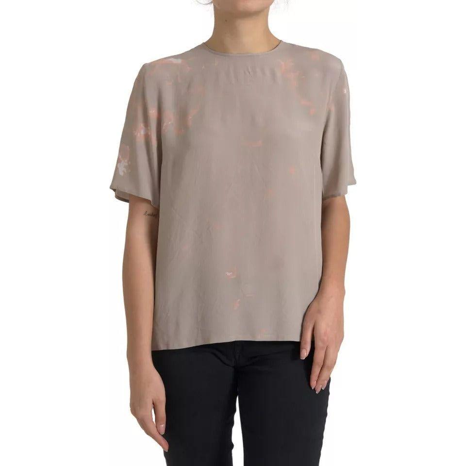 Dolce & Gabbana Brown Round Neck Short Sleeve Blouse Top TSH83325-48