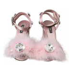 Dolce & Gabbana Pink Turkey Feather Crystal Sandals Shoes LA10906-36