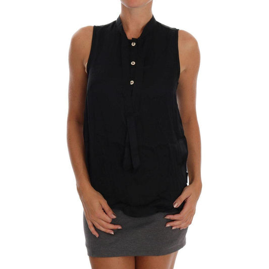 Versace Jeans Black Sleeveless Viscose Blouse Top Blouse Top