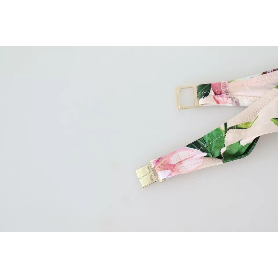 Dolce & Gabbana Pink Floral Print Swimsuit Beachwear Bikini Top