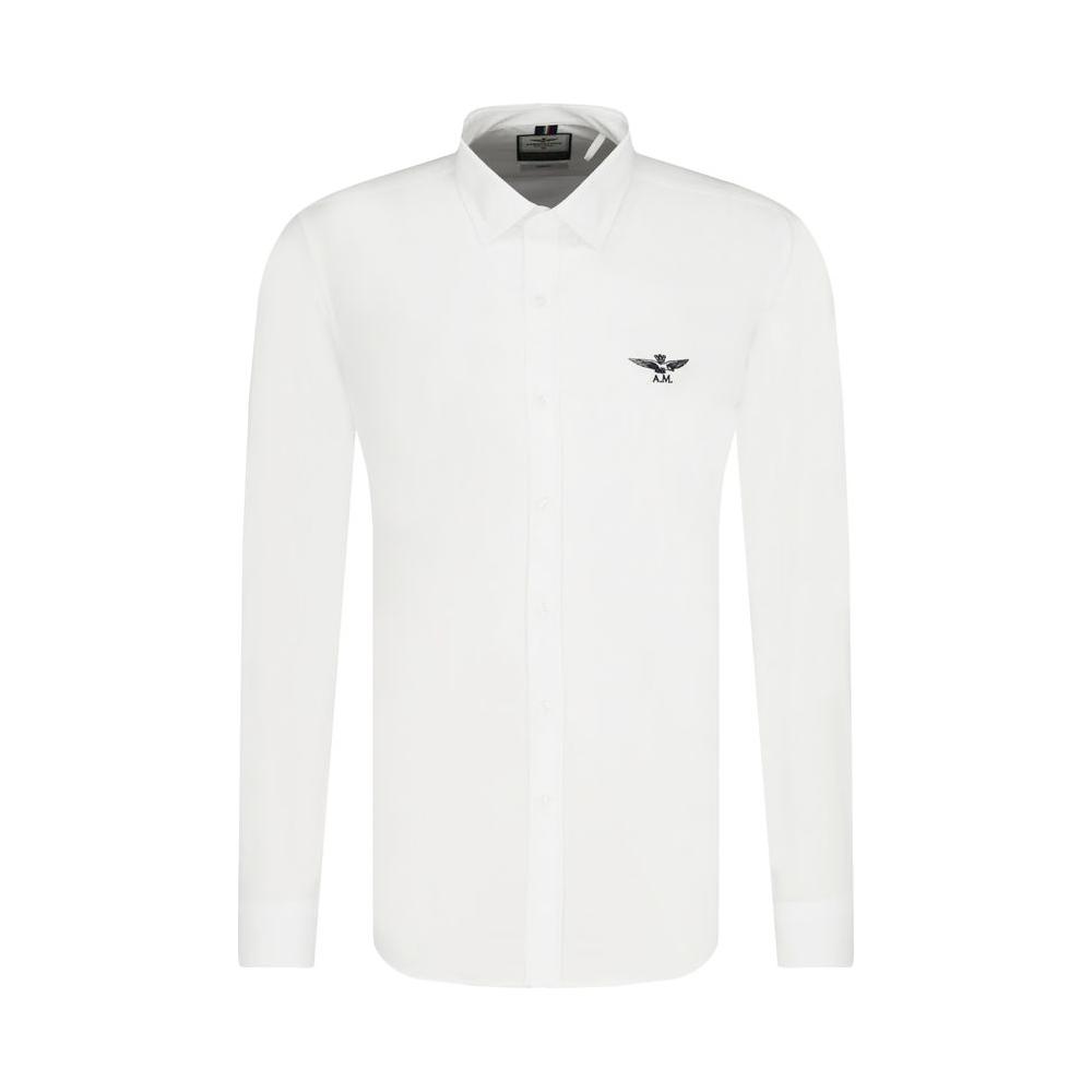 Aeronautica Militare White Cotton Men Shirt AE-7878-S