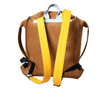 Dolce & Gabbana Brown Yellow Suede Leather Logo Backpack Bag