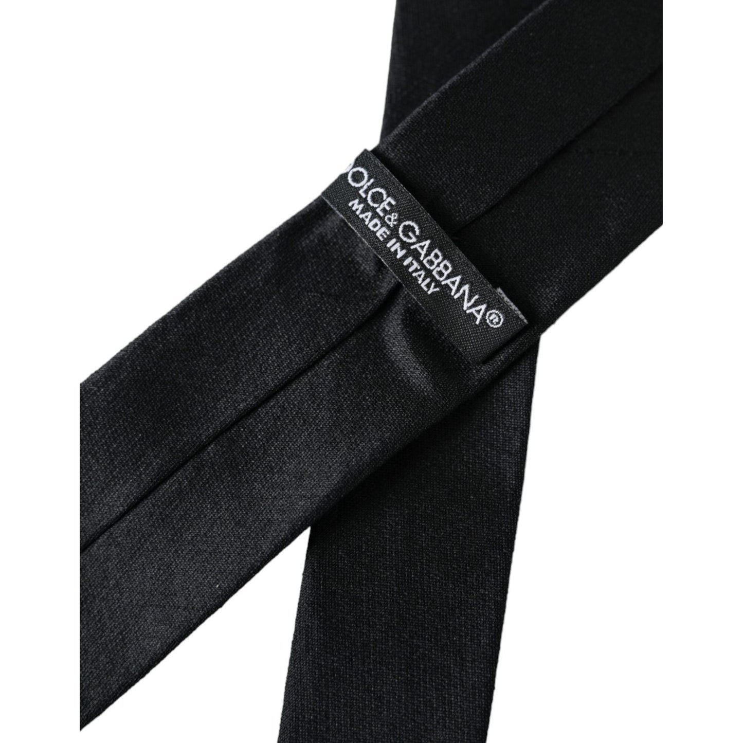 Dolce & Gabbana Black Solid 100% Silk Adjustable Tie KRA3399