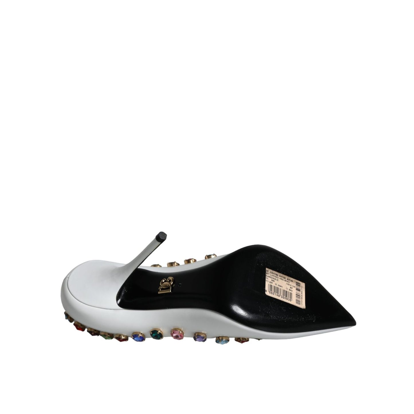 Dolce & Gabbana White Crystal Leather High Heels Pumps Shoes