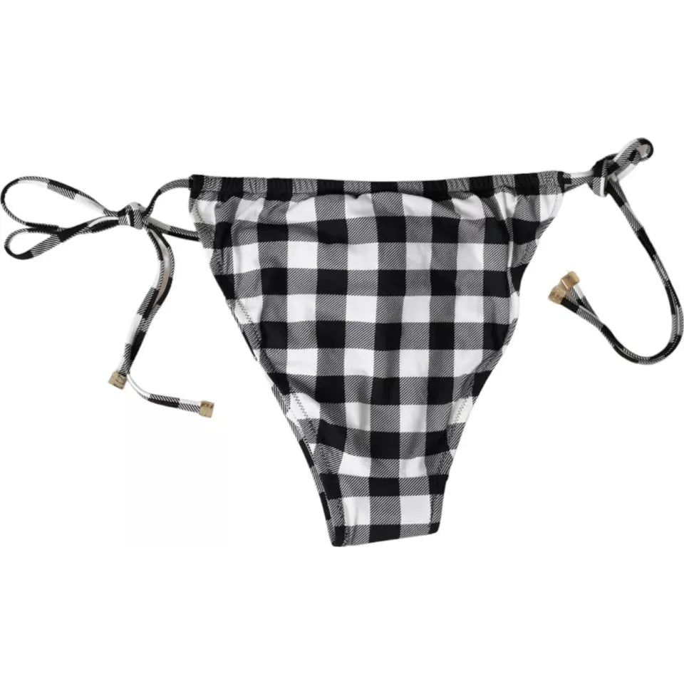 Dolce & Gabbana Black White Check Swimwear Beachwear Bottom Bikini BIK1816-3