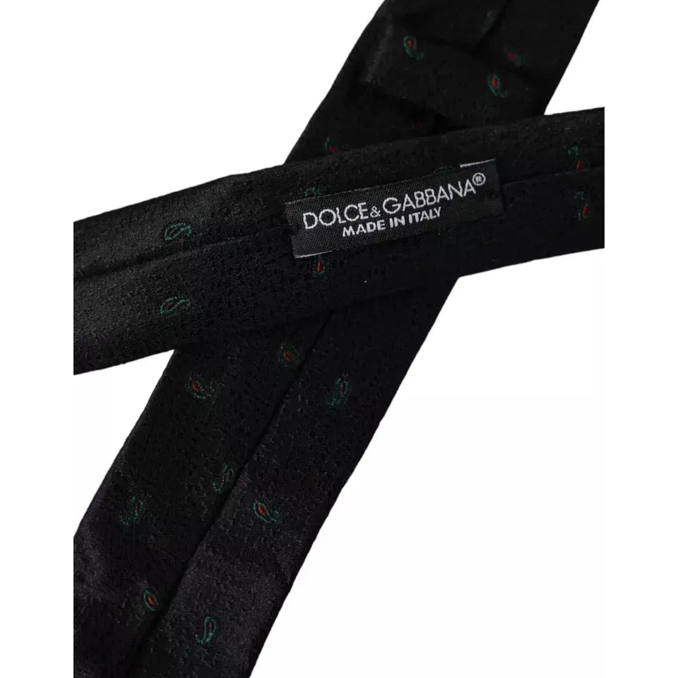 Dolce & Gabbana Black Fantasy 100% Silk Adjustable Men Tie KRA3334