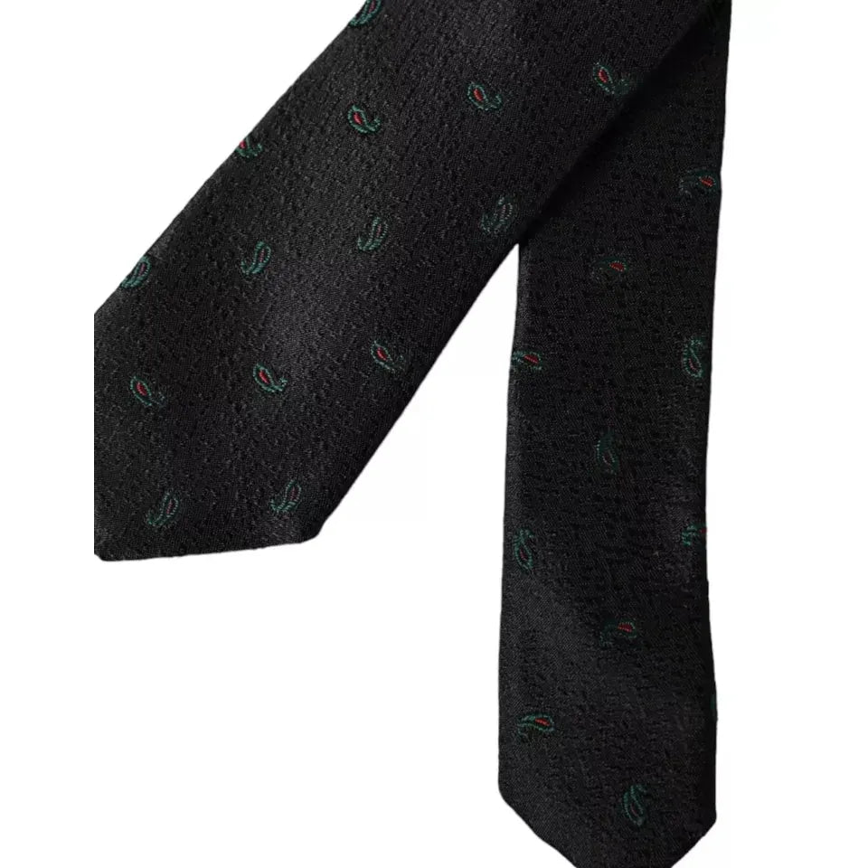 Dolce & Gabbana Black Fantasy 100% Silk Adjustable Men Tie KRA3334