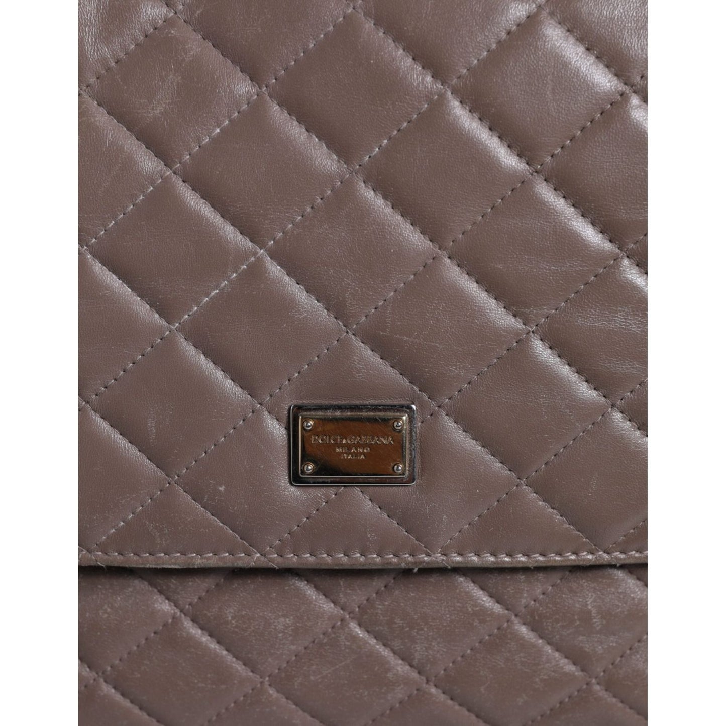 Dolce & Gabbana Brown Quilted Leather Shoulder Purse Satchel Bag BAG1538
