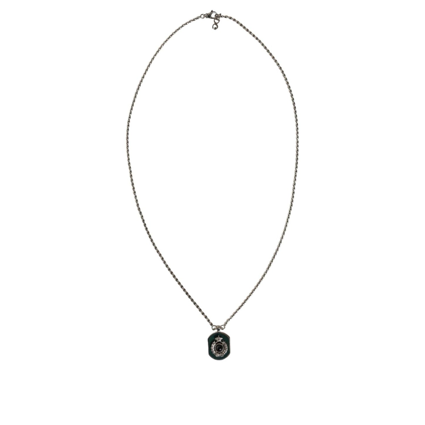 Dolce & Gabbana Sterling Silver 925 Chain Bar Gem Pendant Logo Necklace SMY10396