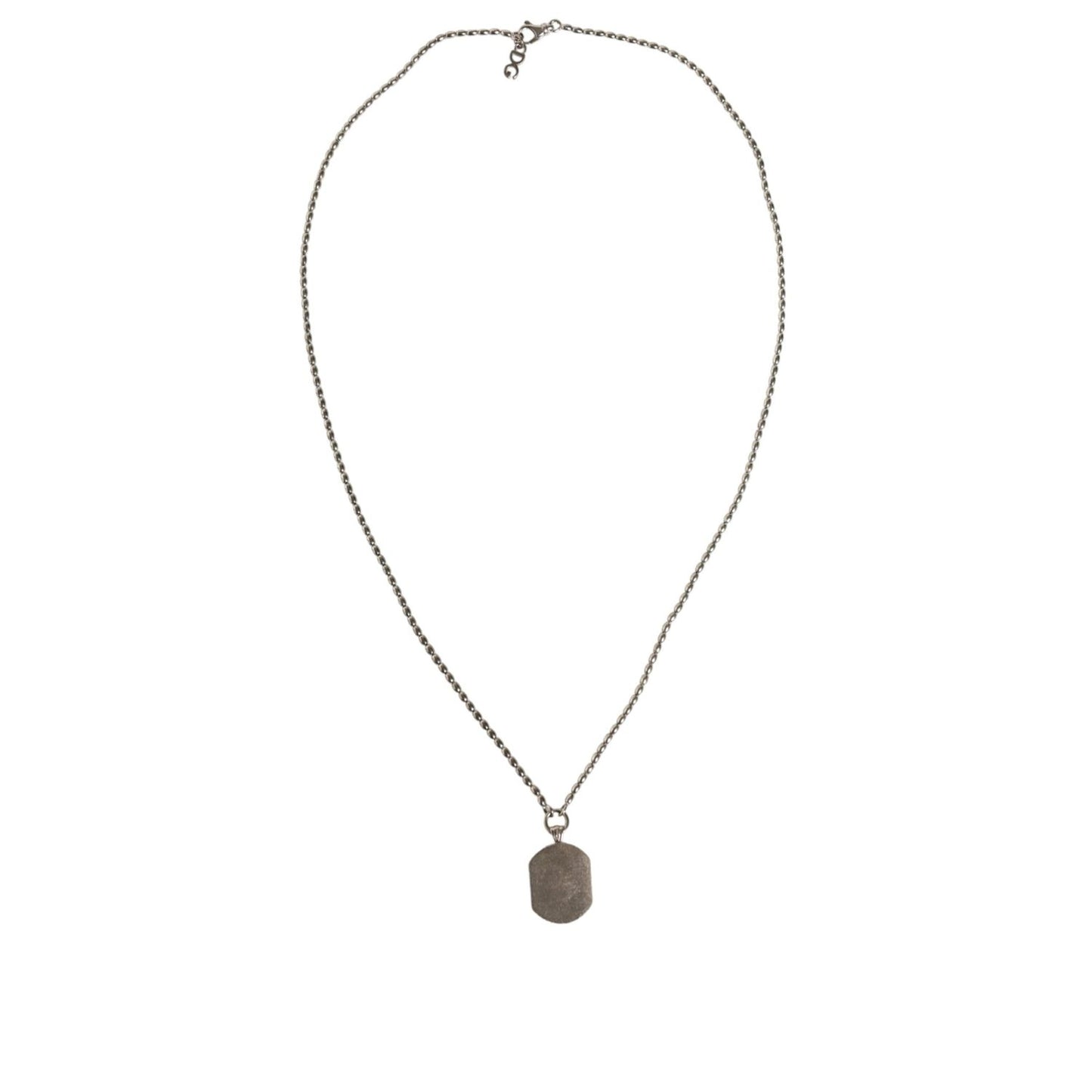 Dolce & Gabbana Sterling Silver 925 Chain Bar Gem Pendant Logo Necklace SMY10396
