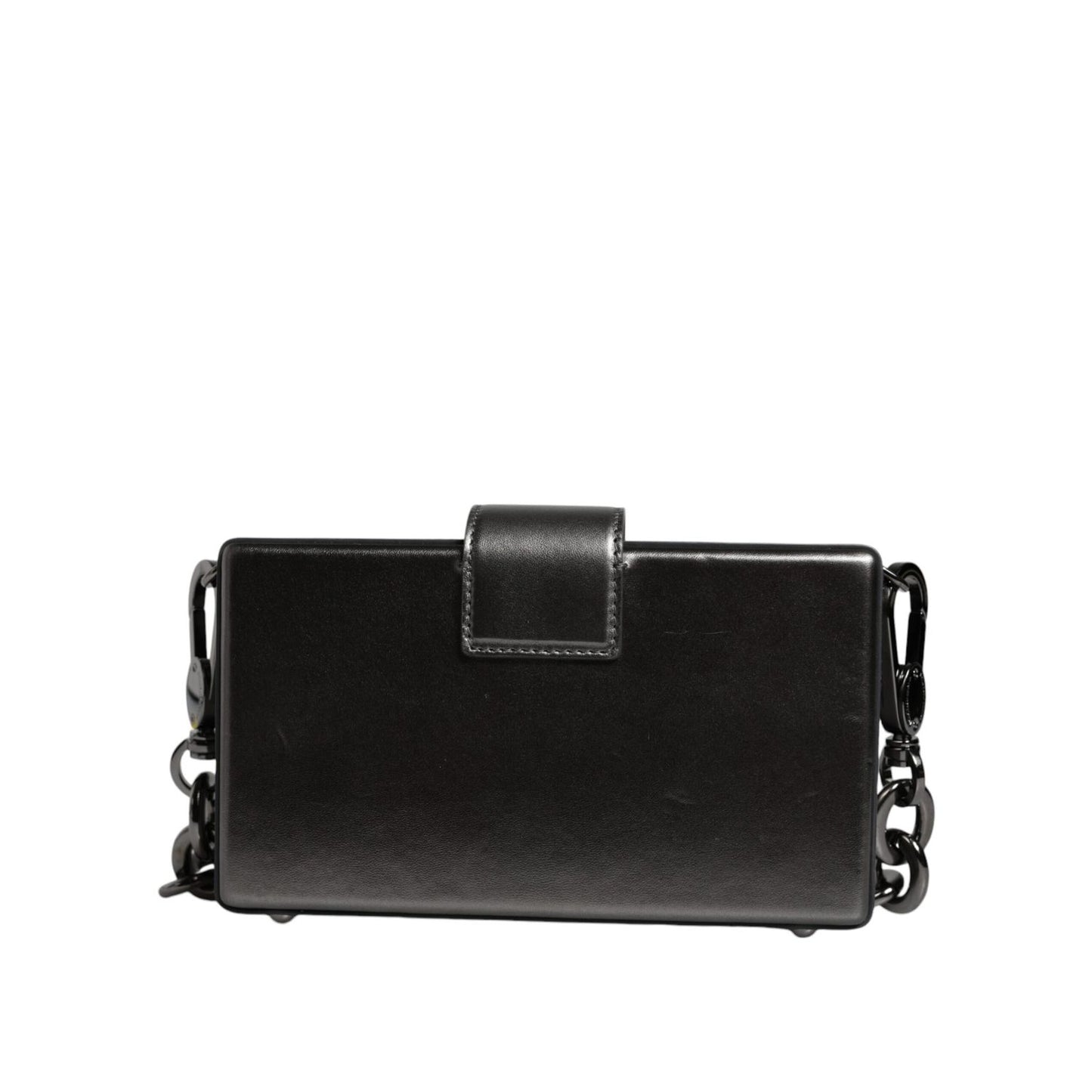 Dolce & Gabbana Metallic Gray DG BOX Leather Shoulder Chain Strap Bag
