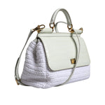 Dolce & Gabbana White Rafia Leather SICILY Crossbody Bag BAG4095