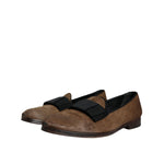 Dolce & Gabbana Brown Calf Hair Leather Loafers Formal Dress Shoes