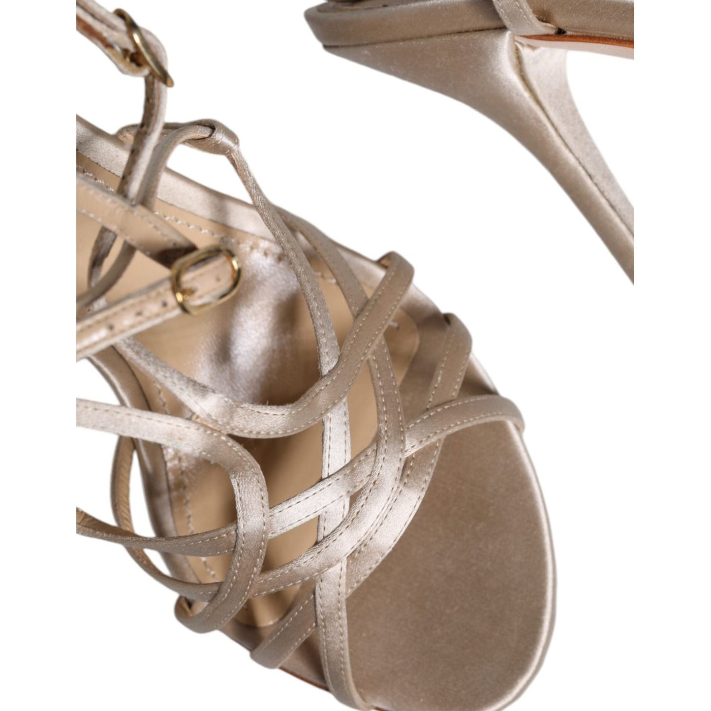 Dolce & Gabbana Beige Leather Stiletto Heels Sandals Shoes LA7708-36