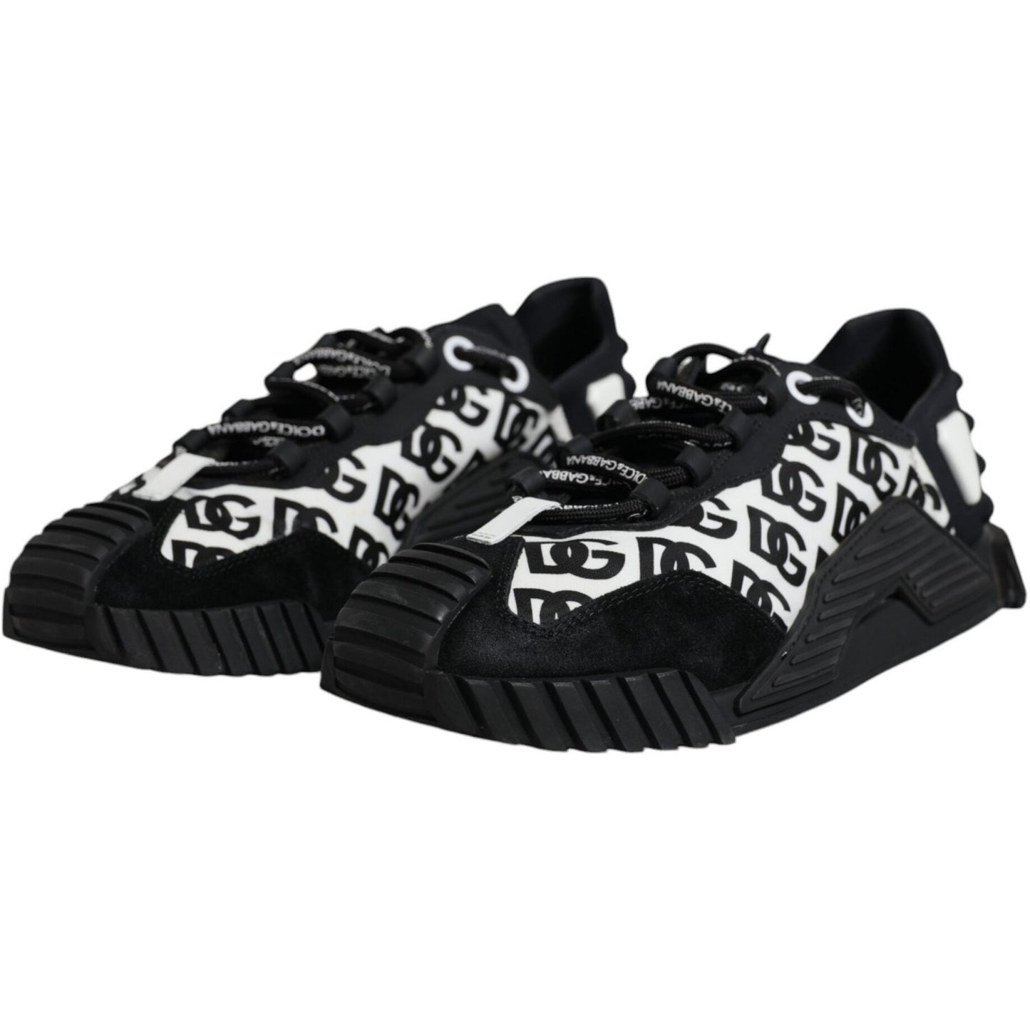 Dolce & Gabbana Black Logo Lace Up Low Top NS1 Sneakers Shoes