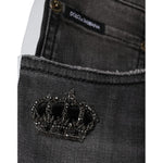 Dolce & Gabbana Black Tattered Cotton Skinny Men Denim Jeans