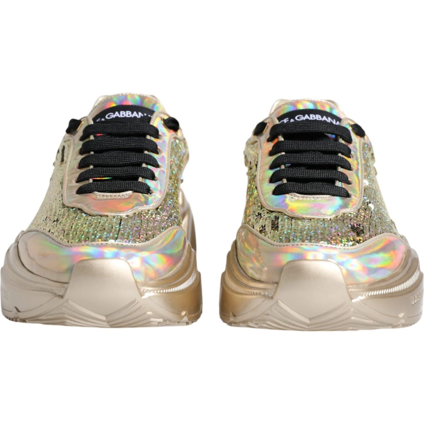 Dolce & Gabbana Gold Sequin Iridiscent Daymaster Sneakers Shoes MV6305-40