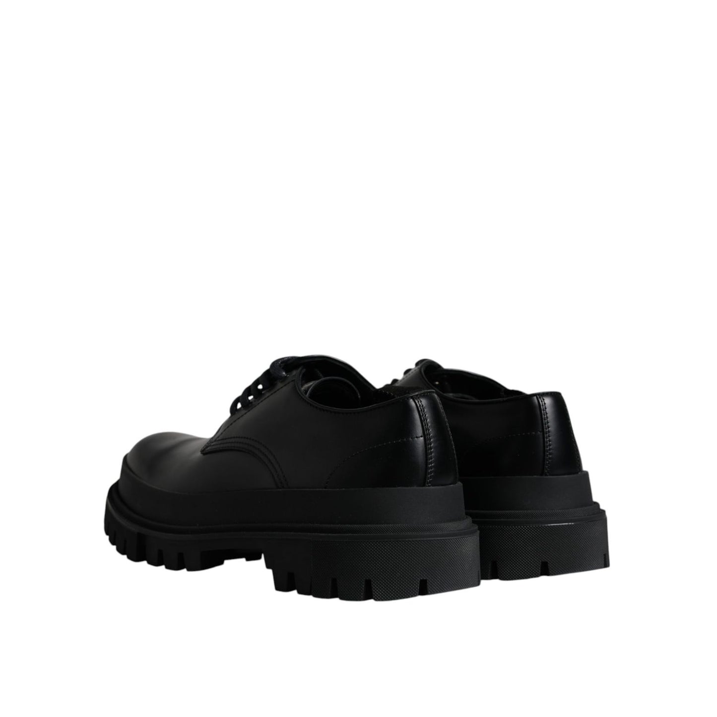 Dolce & Gabbana Black Leather Lace Up Trekking Dress Shoes