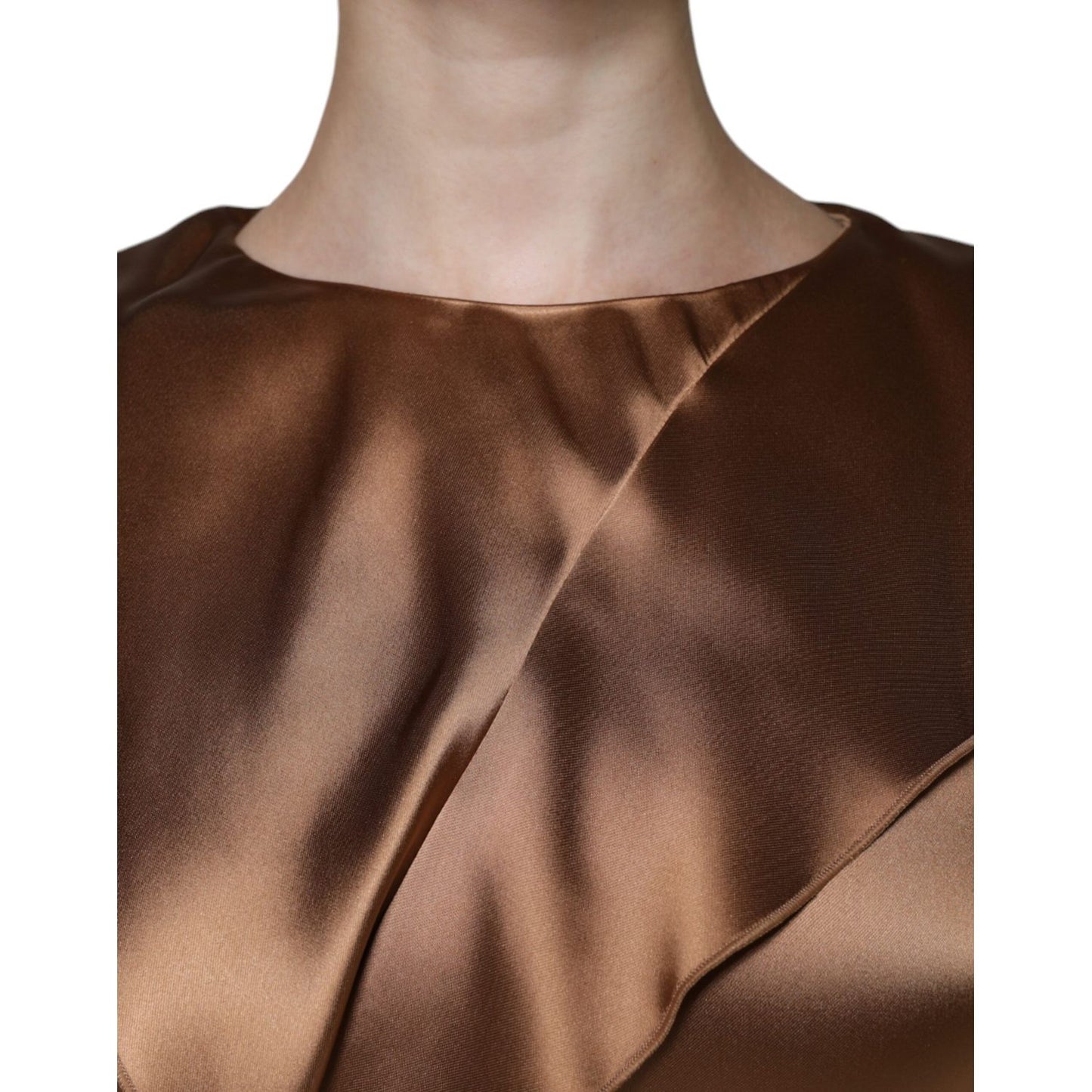 Emporio Armani Brown Satin Long Sleeves Wrap Sheath Mini Dress