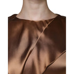Emporio Armani Brown Satin Long Sleeves Wrap Sheath Mini Dress