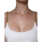 Elisabetta Franchi White Sleeveless Bodycon Sheath Mini Dress