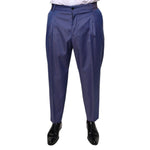 Dolce & Gabbana Blue Wool Tapered Formal Dress Pants