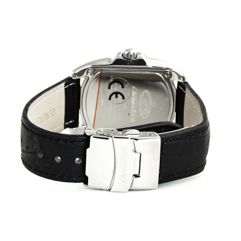 Chronotech Black Leather Dress Watch