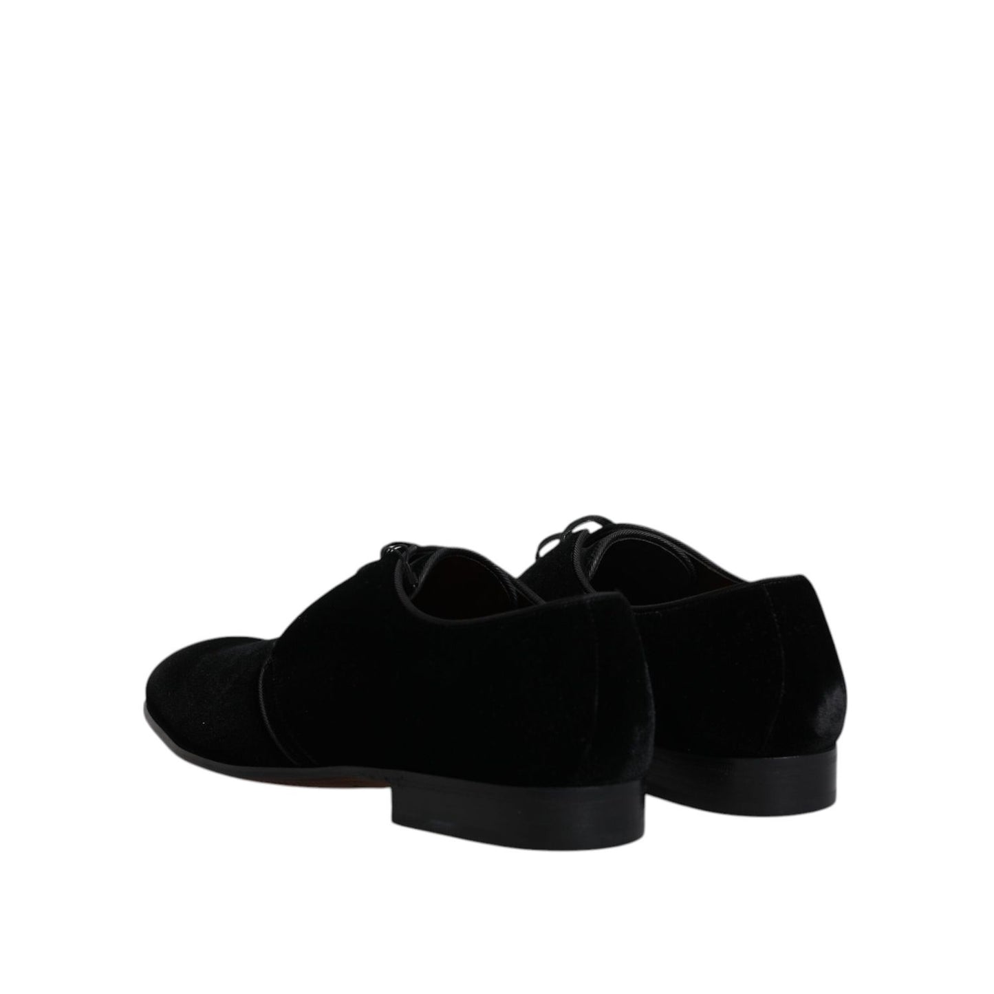 Dolce & Gabbana Black Velvet Leather Lace Up Derby Shoes