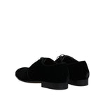 Dolce & Gabbana Black Velvet Leather Lace Up Derby Shoes
