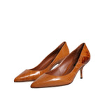 Dolce & Gabbana Brown Leather Kitten Heels Pumps Shoes