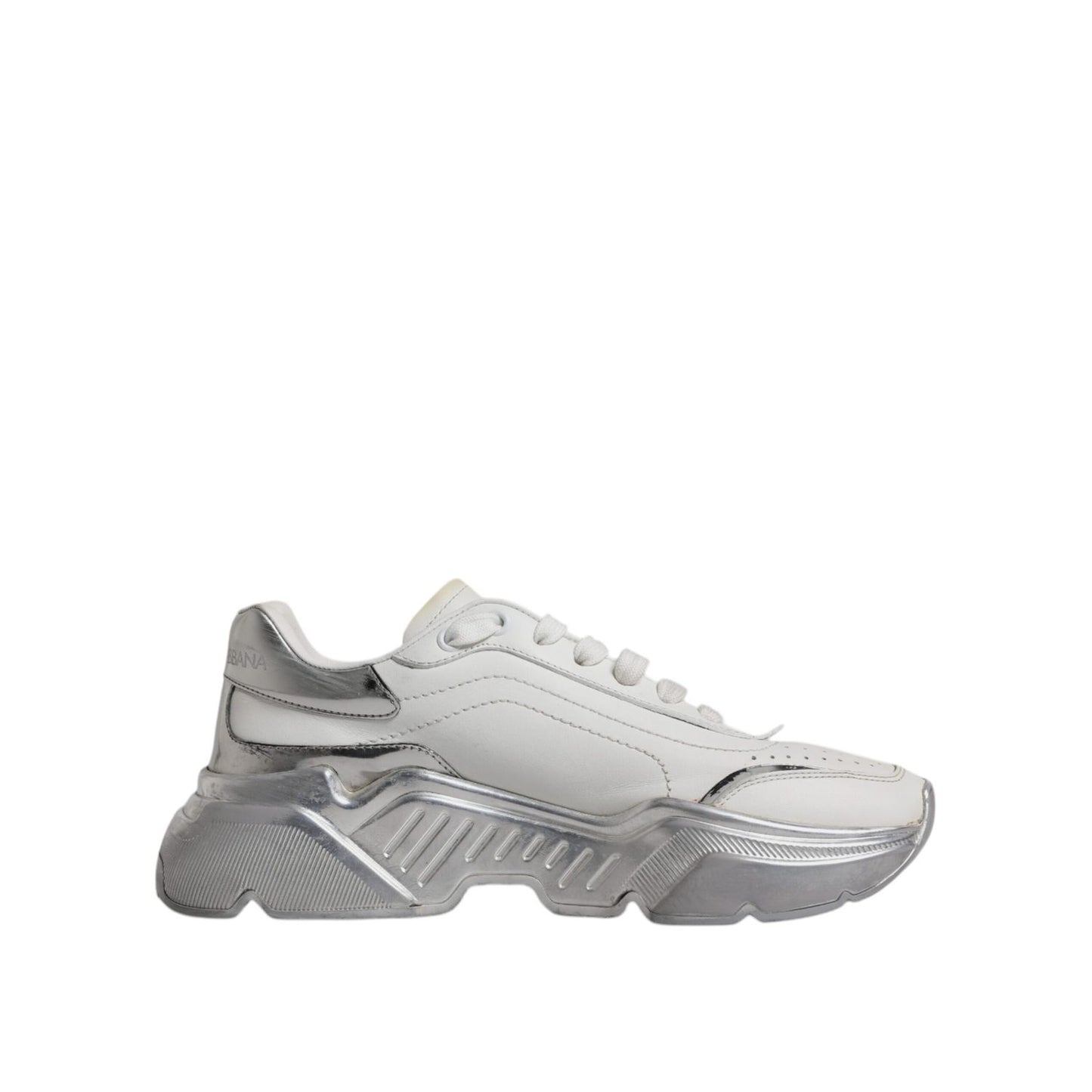 Dolce & Gabbana White Silver Daymaster Low Top Sneakers Shoes LA12432-38