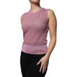 Dolce & Gabbana Pink Mesh See Through Sleeveless Tank Top TSH86799-44