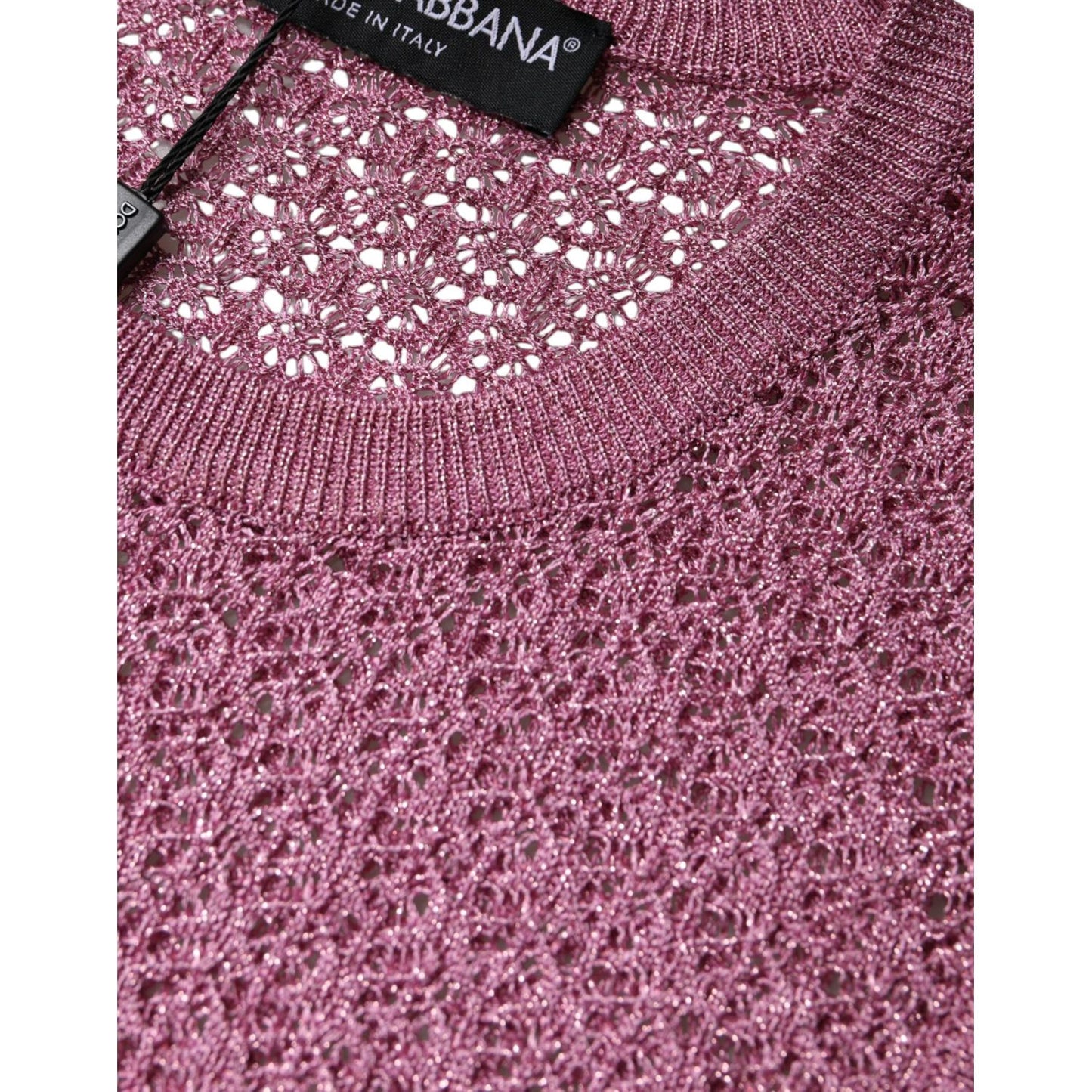Dolce & Gabbana Pink Mesh See Through Sleeveless Tank Top TSH86799-44