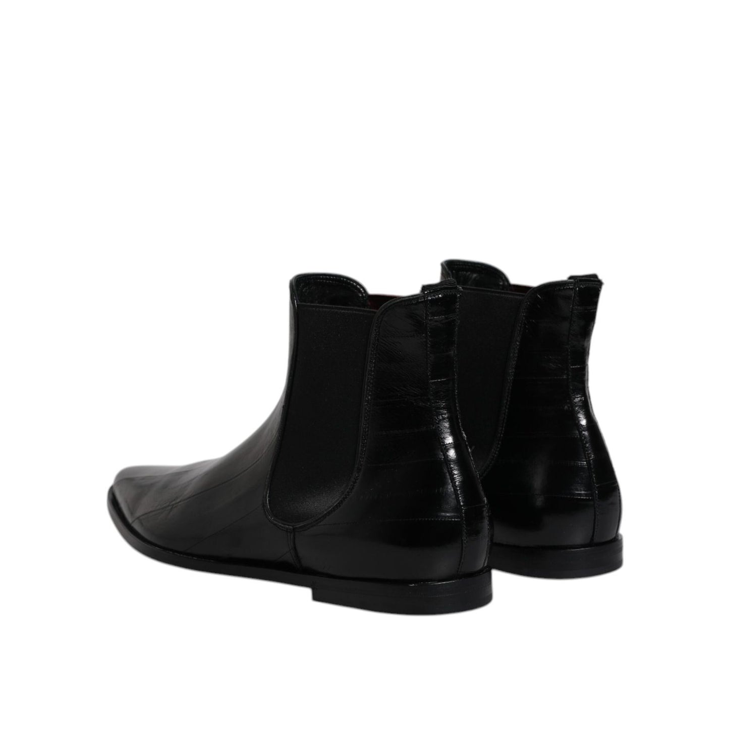 Dolce & Gabbana Black Leather Chelsea Men Ankle Boots Shoes