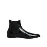 Dolce & Gabbana Black Leather Chelsea Men Ankle Boots Shoes