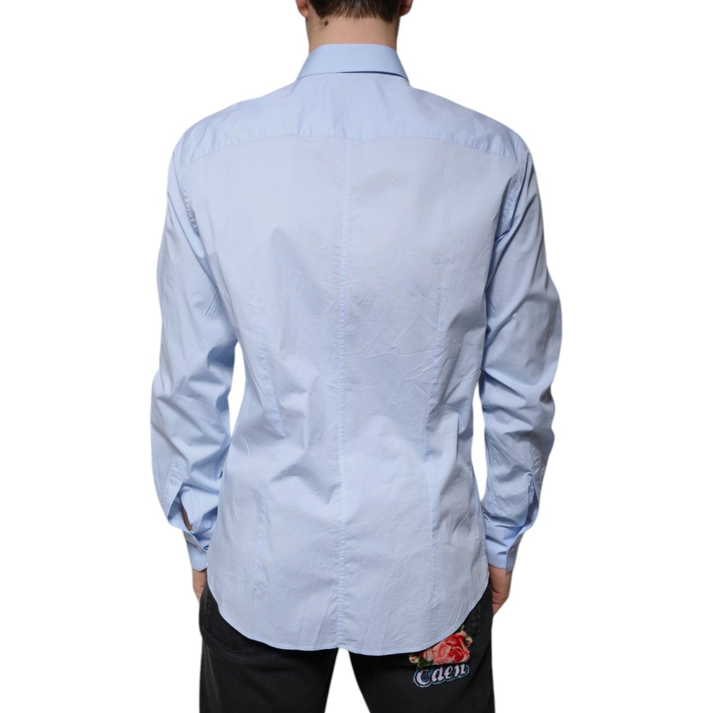 Dolce & Gabbana Light Blue Cotton Slim Fit MARTINI Dress Shirt